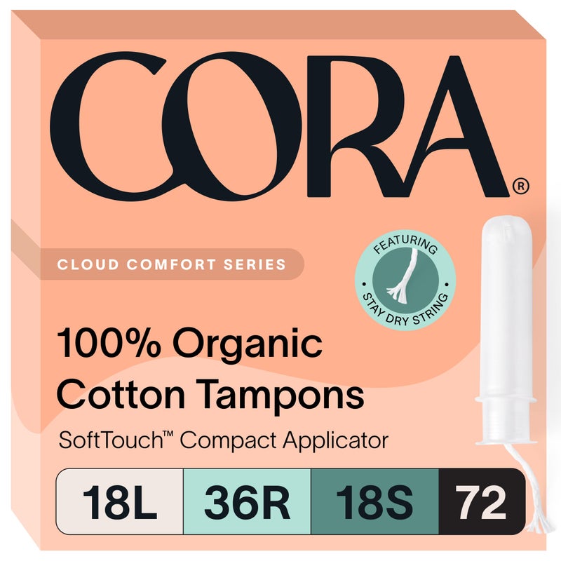 Cora Organic Tampons Multipack (18 Light, 36 Regular, 18 Super Tampons) - Image 1